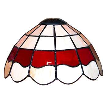 Tiffany Style White And Red Stained Glass Pendant Light Shade (H15 x W25.5 x D25.5cm)