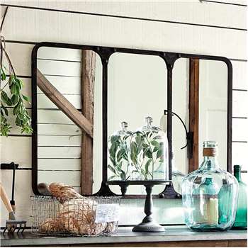 TITOUAN Metal Industrial Mirror in Black (H72 x W106 x D3cm)