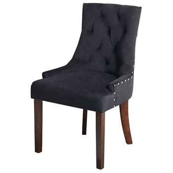 Torino Dining Chair with Back Ring - Black Velvet - Legs in Walnut finish (91.5 x 57cm)