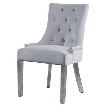 Torino Dove Grey Dining Chair with Stainless Steel Legs (H89 x W55 x D60cm)