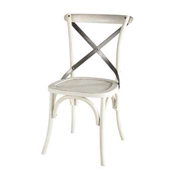 Tradition Rattan and metal chair in white (88 x 55cm)