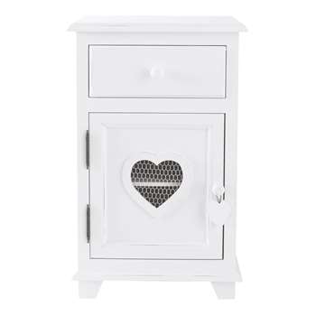 VALENTINE Wooden bedside table with drawer in white (64 x 40cm)
