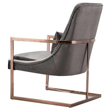 Vantagio Lounge Chair - Dove Grey - Rose Gold base (H80 x W67 x D86cm)
