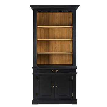 VERSAILLES Black acacia 1-drawer 2-door bookcase (210 x 105cm)