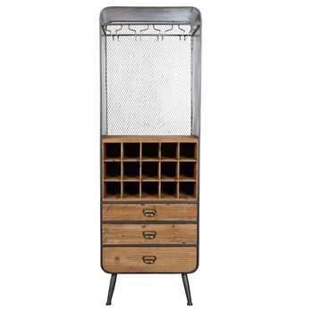 Vintage French Style Wine Cabinet in Solid Fir Wood