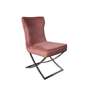 Wexler Dining Chair  Blush Pink - Silver Base (H94 x W54 x D85cm)