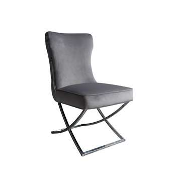 Wexler Dining Chair  Dove Grey -  Silver Base (H94 x W54 x D85cm)